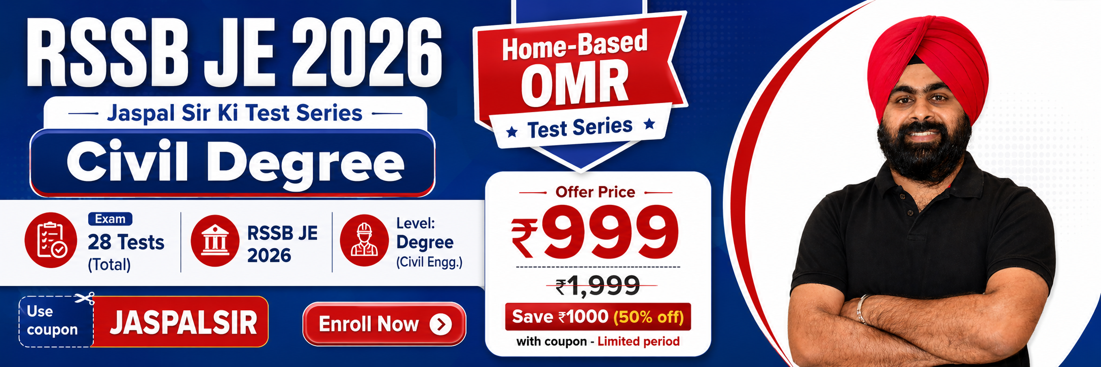 RSSB JE 2026 Civil Degree Home-Based OMR Test Series